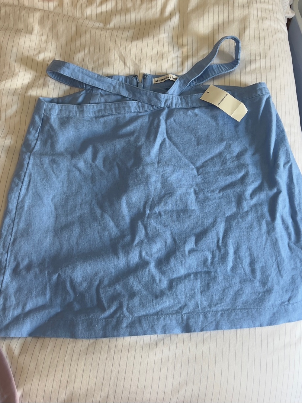 Abercrombie & Fitch Sky Blue Linen Mini Skirt with Strap Detail